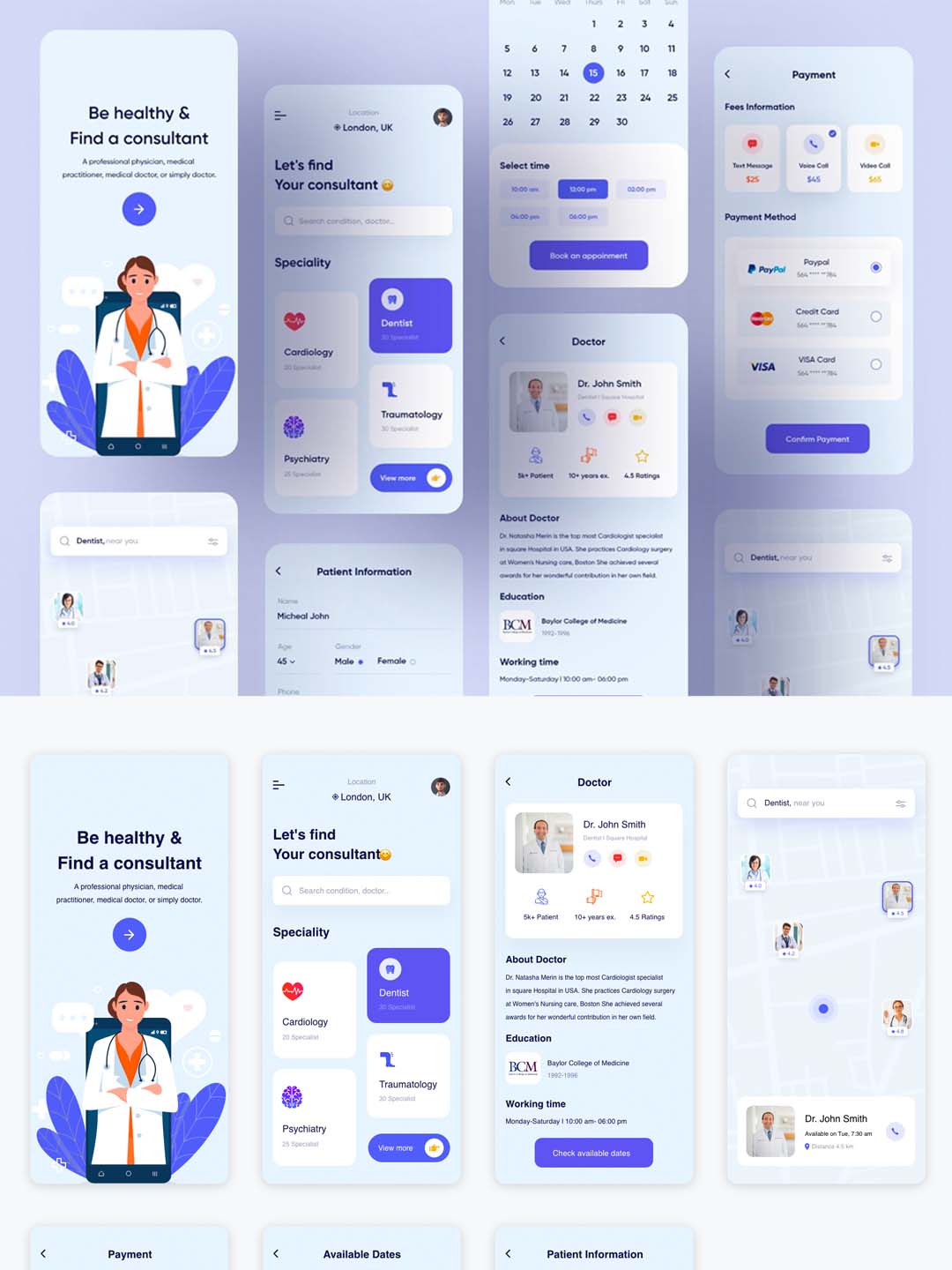 一套医疗APP UI资源下载,医疗UI源文件下载,医疗APP UI素材xd源文件下载