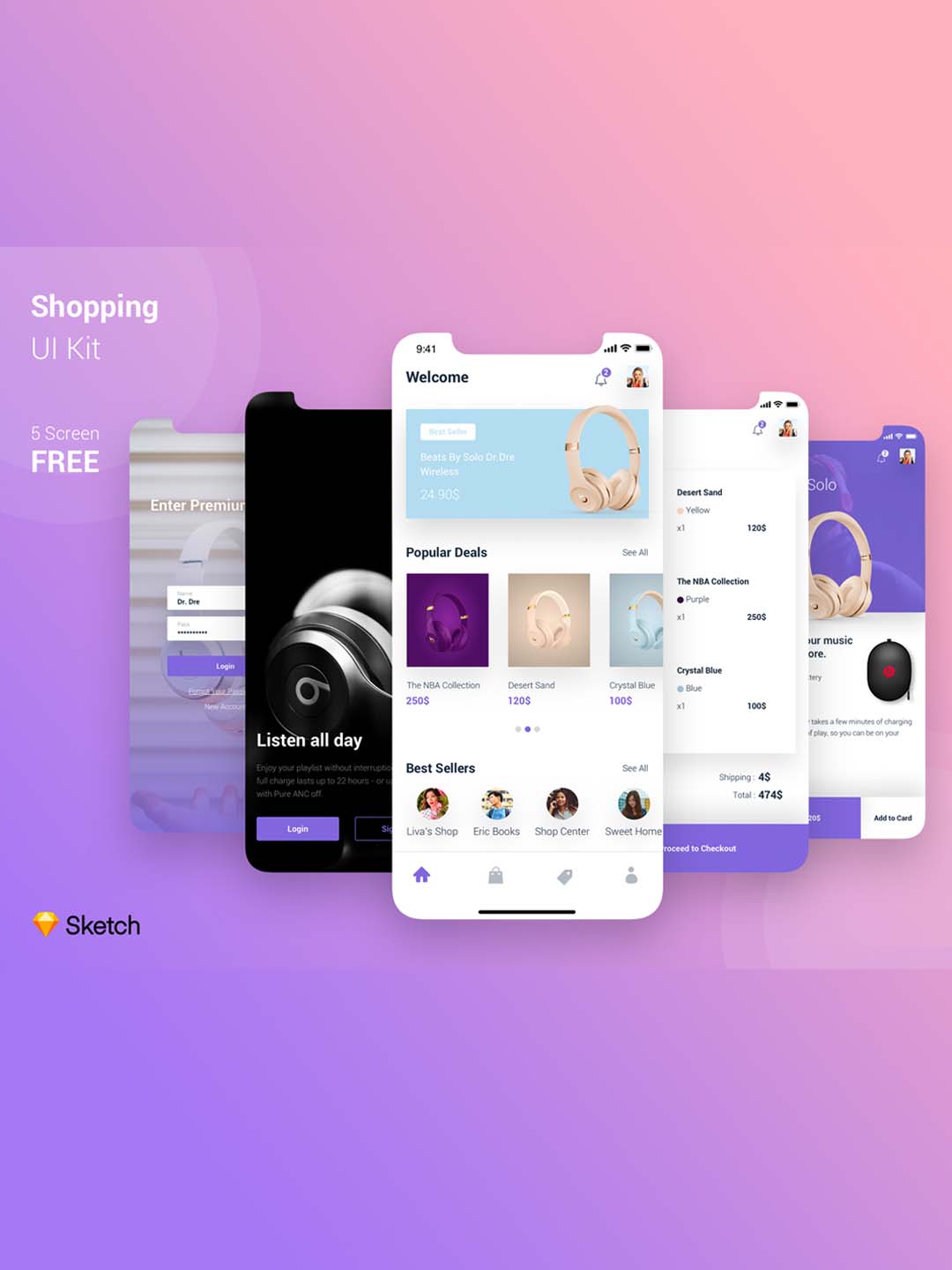 免费电商类APP UI模板,高端电商,UI素材下载,sketch源文件