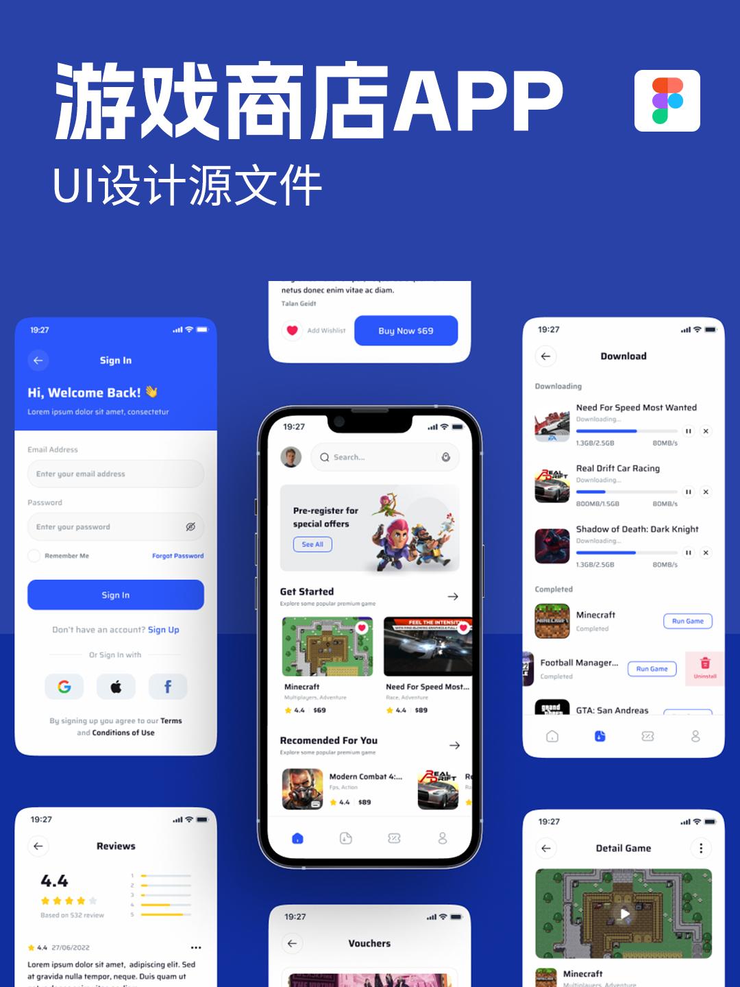 50页智能汽车查找，展示app应用程序 UI 套件模板figma格式