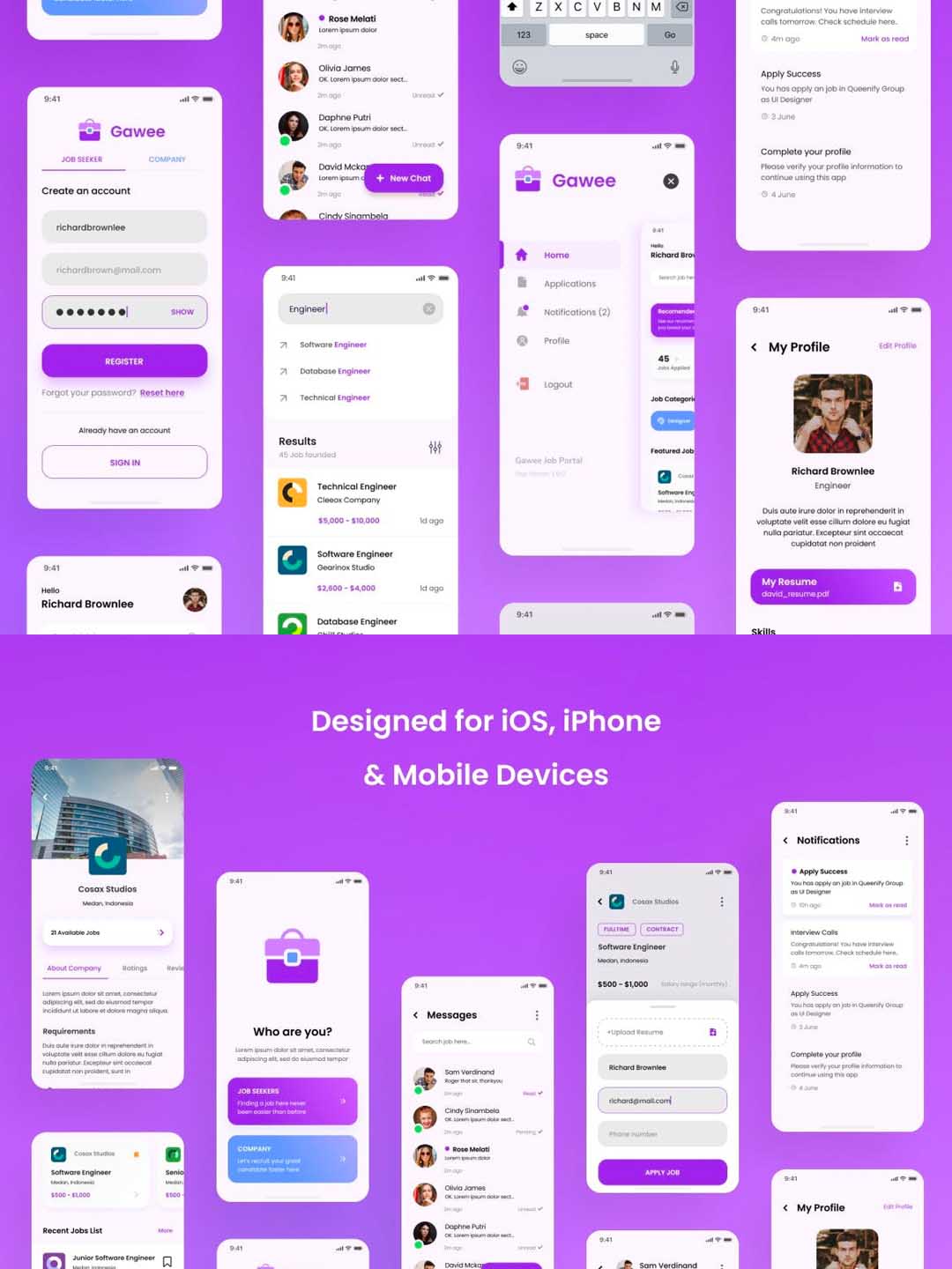 15页在线办公iOS应用app UI界面设计psd,figma源文件