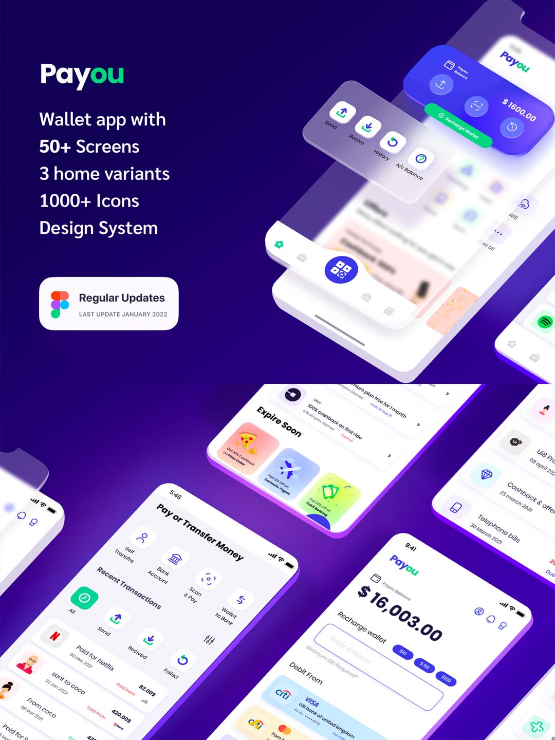 50+现代小清新风格新鲜色彩流行金融数字钱包app、在线支付app UI资源素材下载