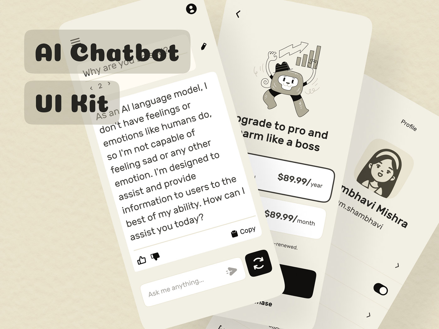 AI-人工智能聊天机器人app,小程序应用程序 UI 套件sketch，xd，figm…