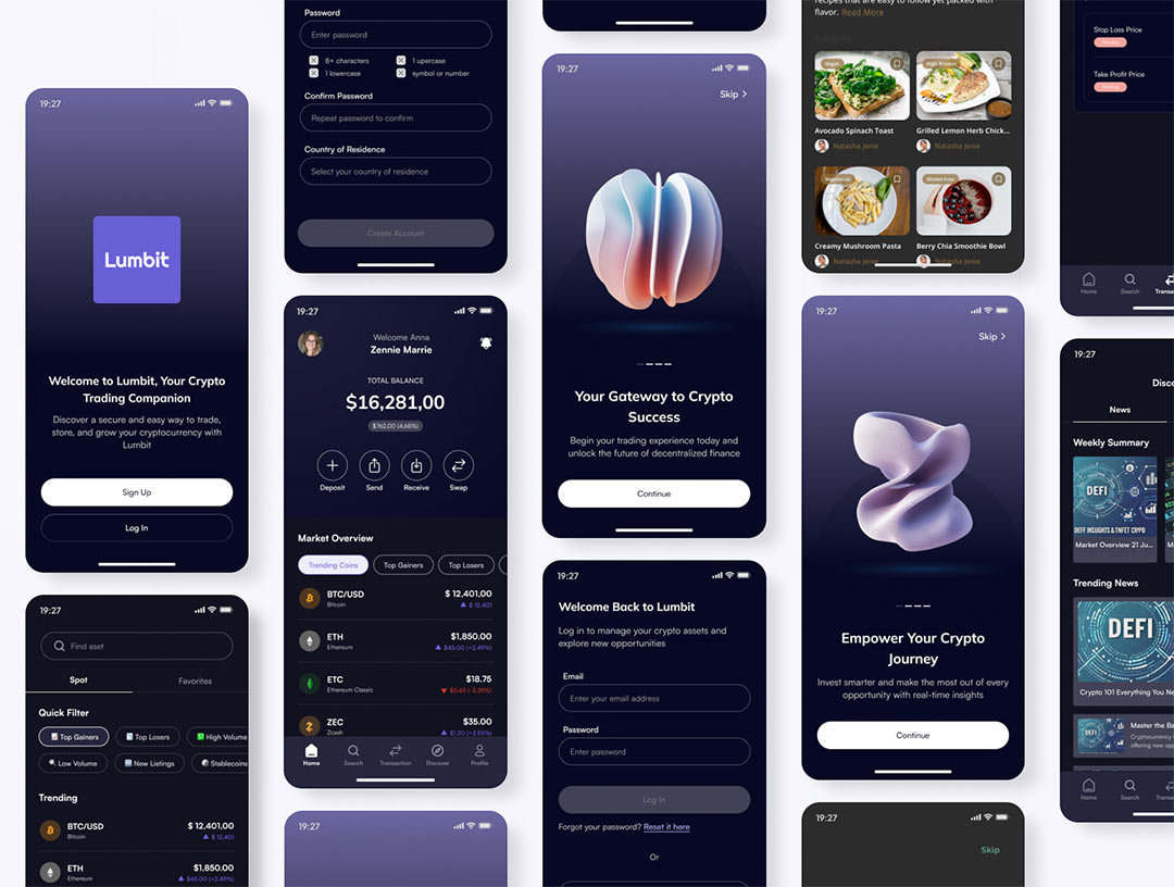 明暗共100页加密货币钱包app界面设计figma格式