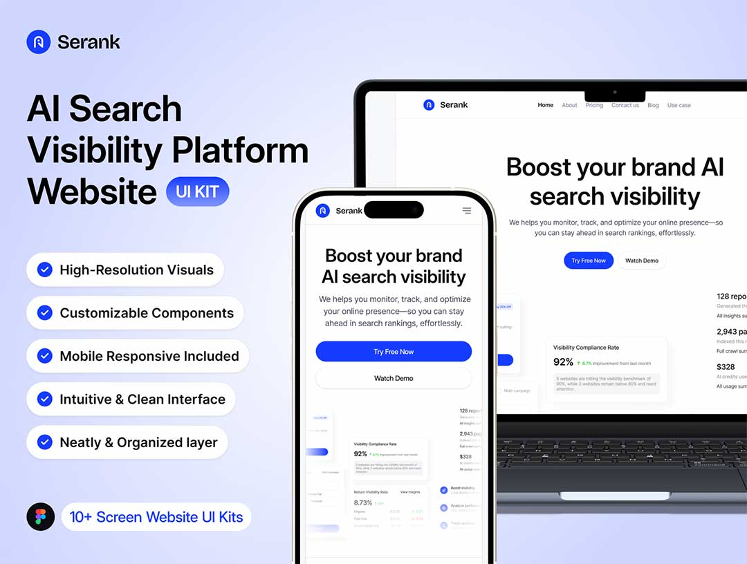 共20页AI搜索可见性平台网站响应式设计figma源文件